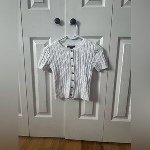 White Short Sleeve Sweater